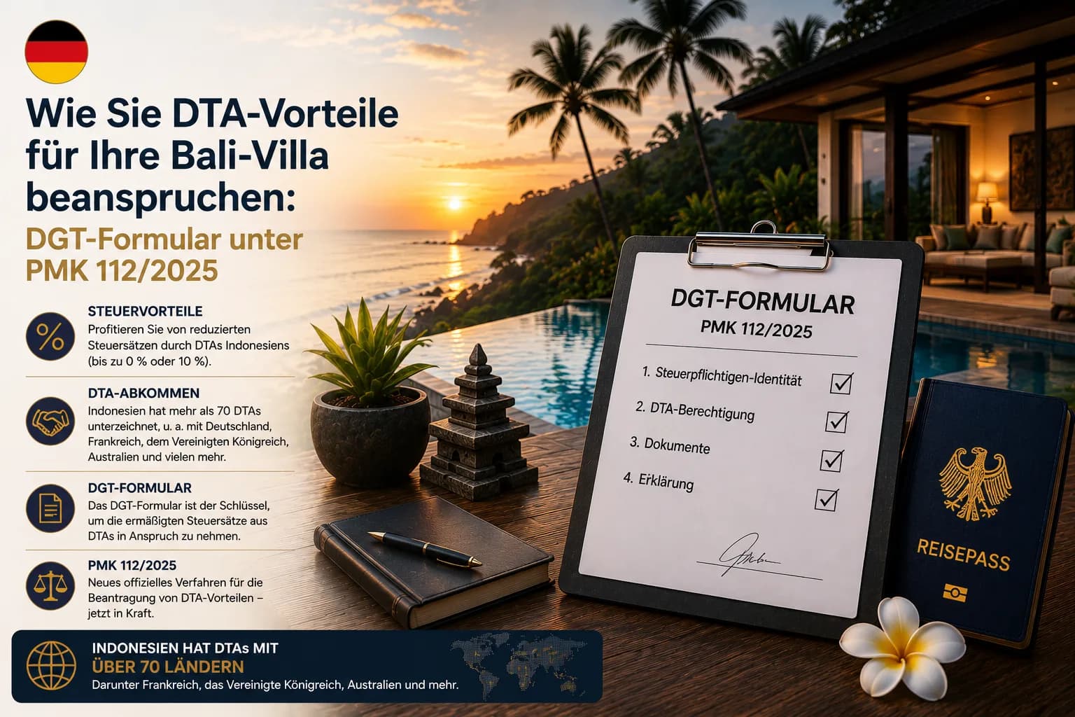 Wie Sie DTA-Vorteile für Ihre Bali-Villa beanspruchen: DGT-Formular unter PMK 112/2025
