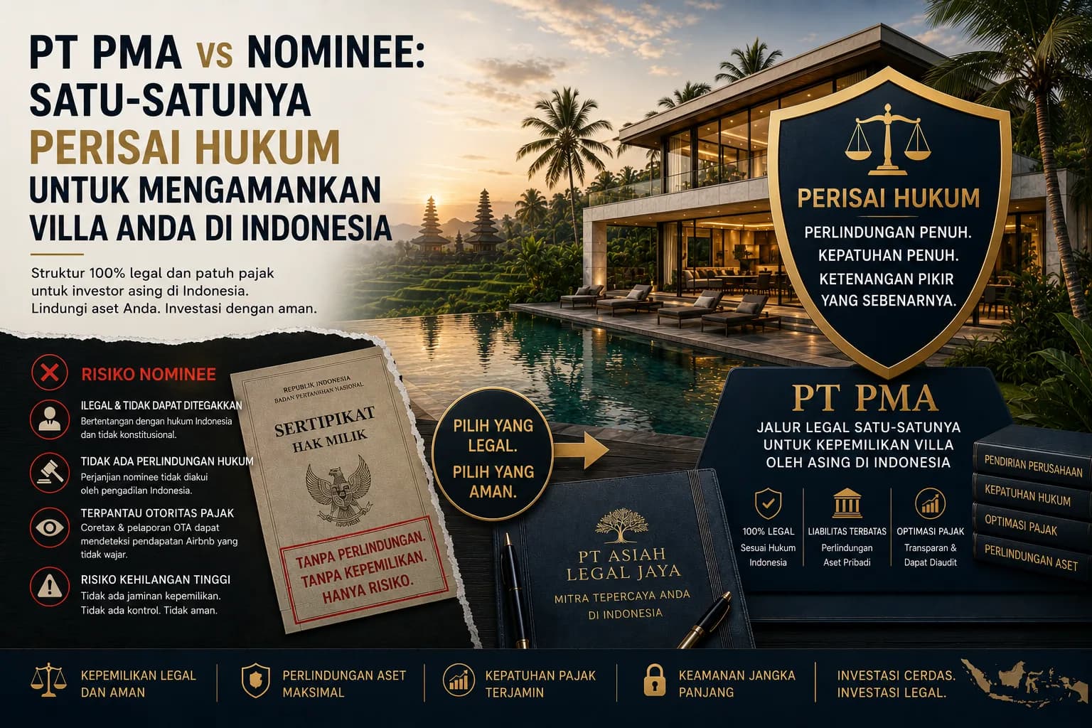 PT PMA vs Nominee: Satu-satunya Perisai Hukum untuk Mengamankan Villa Anda di Indonesia