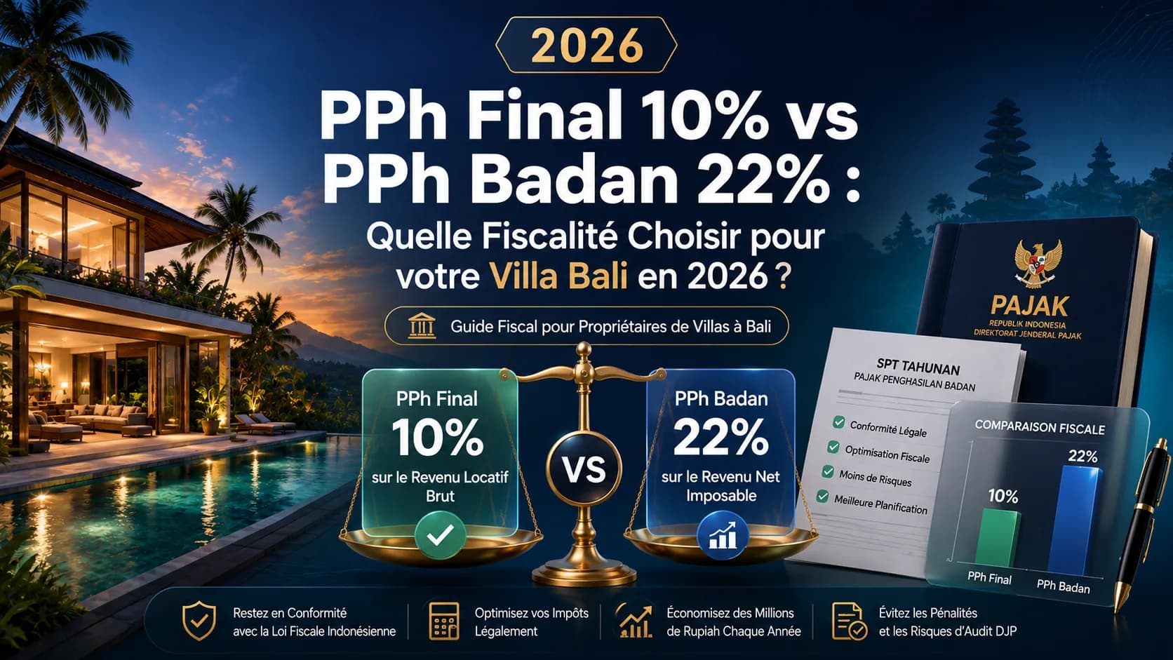 PPh Final 10% vs PPh Badan 22% : Quelle Fiscalité Choisir pour votre Villa Bali en 2026 ?