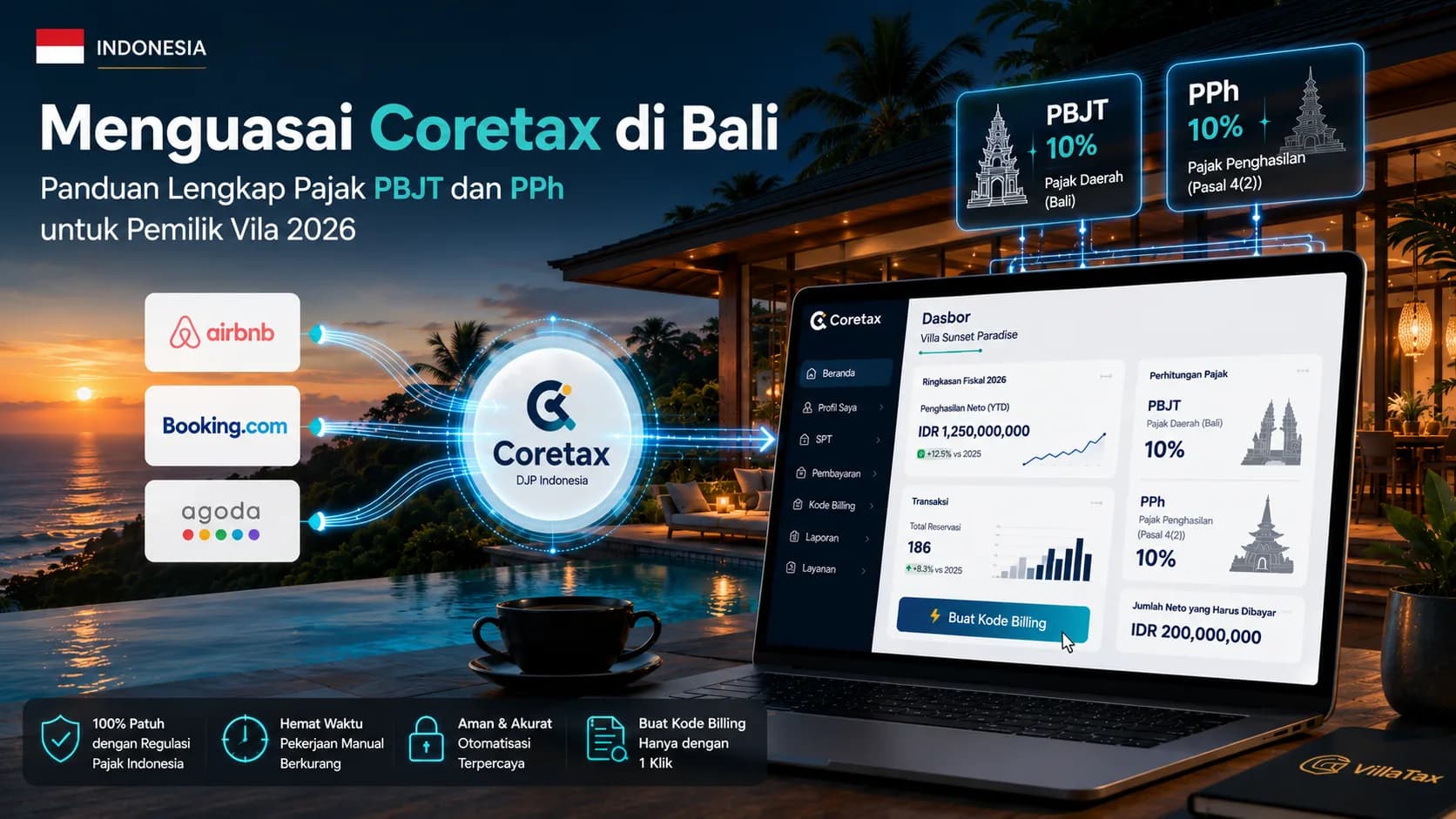 Menguasai Coretax di Bali: Panduan Lengkap Pajak PBJT dan PPh untuk Pemilik Vila 2026
