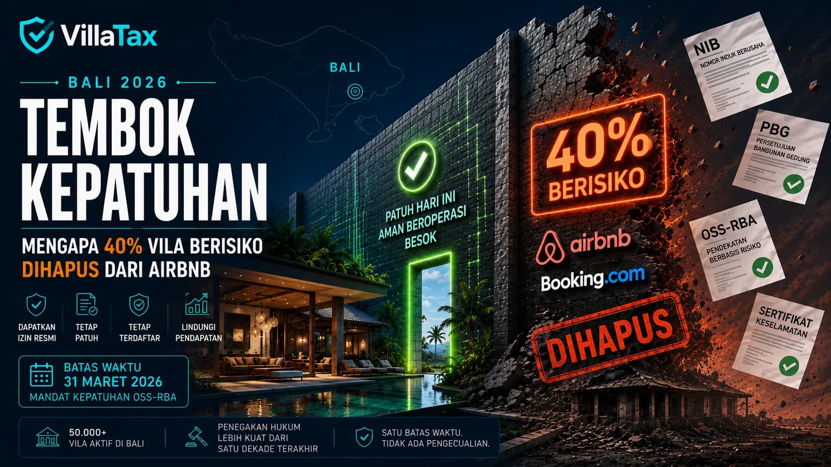 Bali 2026: Tembok Kepatuhan - Mengapa 40% Vila Berisiko Dihapus dari Airbnb