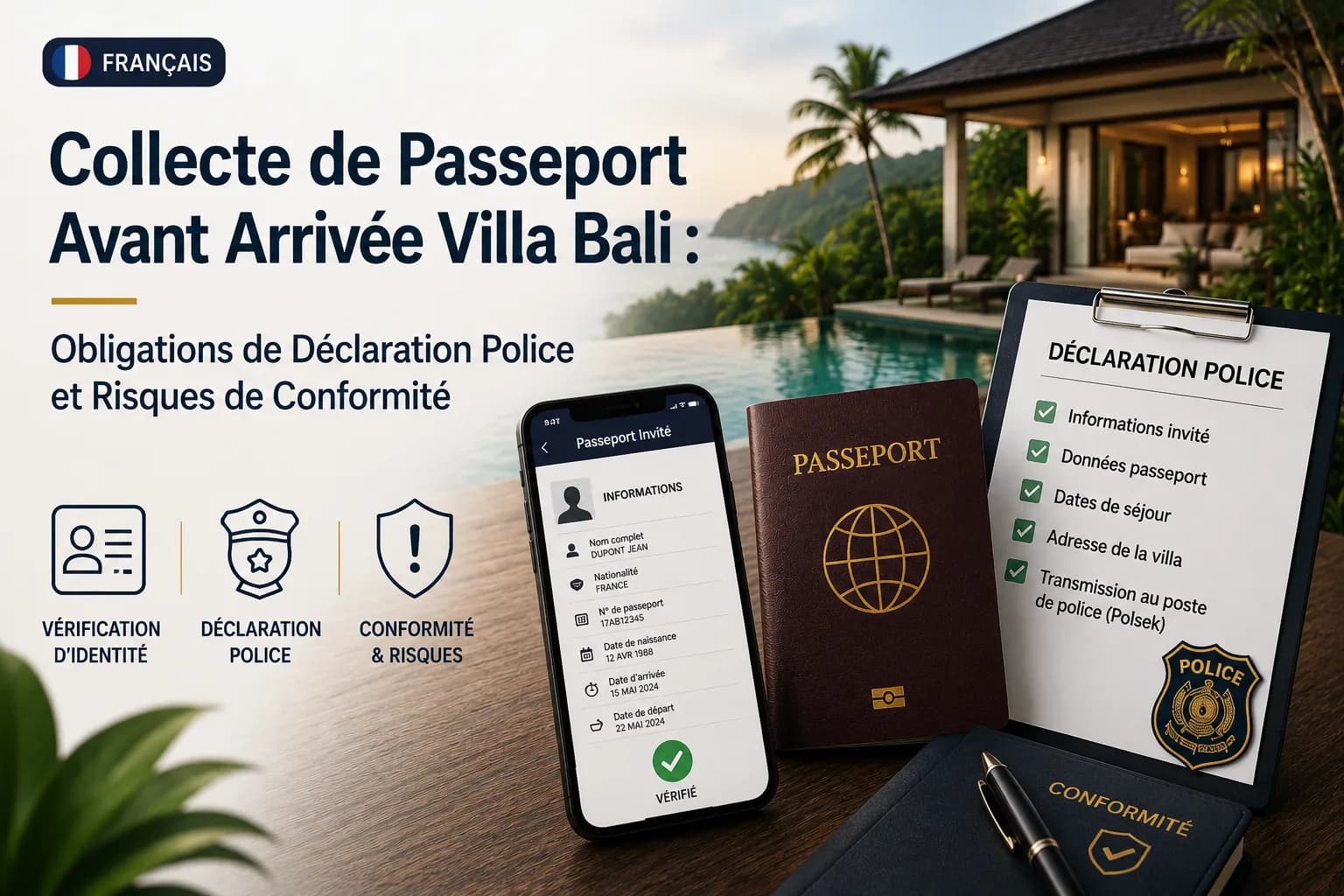 Collecte de Passeport Avant Arrivée Villa Bali : Obligations de Déclaration Police et Risques de Conformité